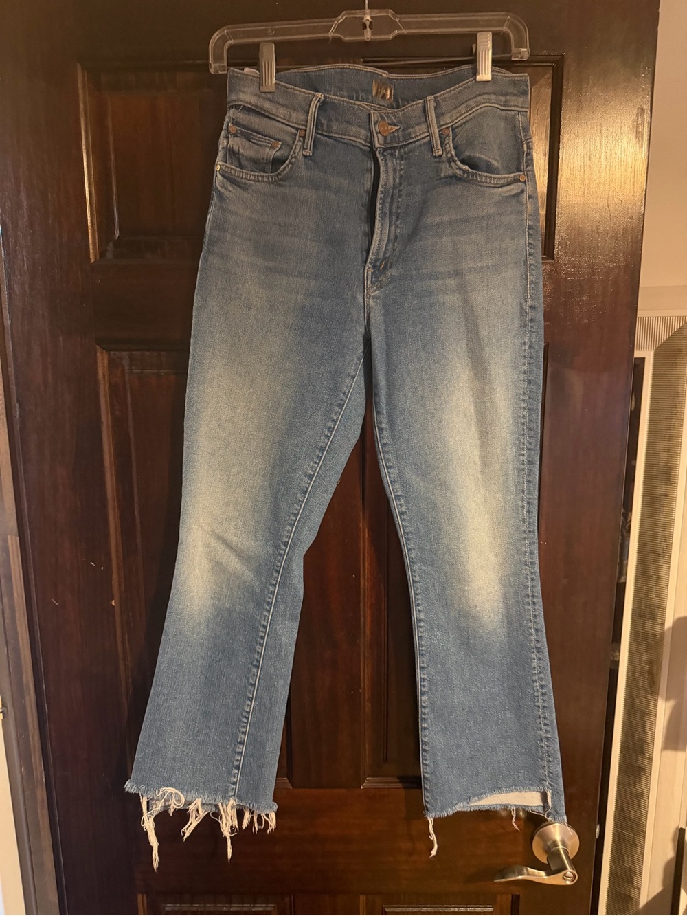 MOTHER Light Blue Cropped Raw-Hem Jeans